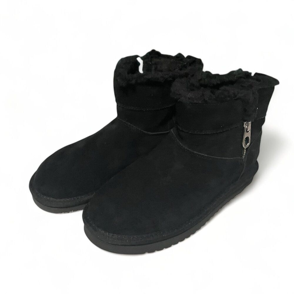 Koolaburra by UGG Aribel winter ankle Mini Boots side zipper Black Suede SZ 6